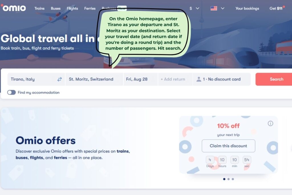 Step 1: How To Book Your Bernina Express Ticket On Omio